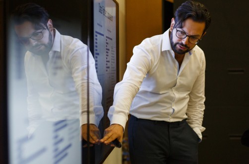 NYUAD faculty teaching in the classroom.