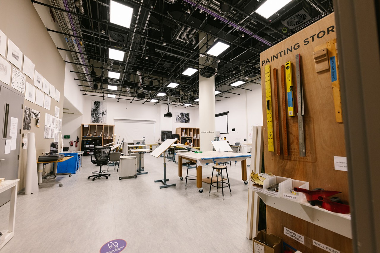 Working space for MFA students on campus.